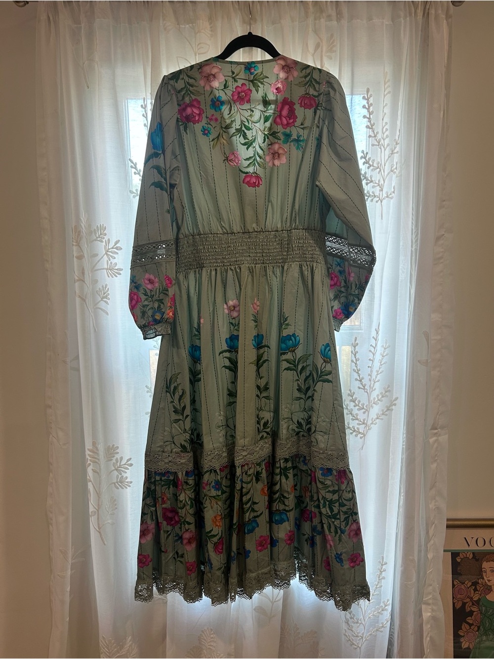 Anthropologie Floral Button Front Midi Dress - Picture 8 of 10